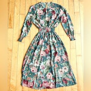 WOMANCE Sheer Floral Print Long Maxi Women's Dress Size Large